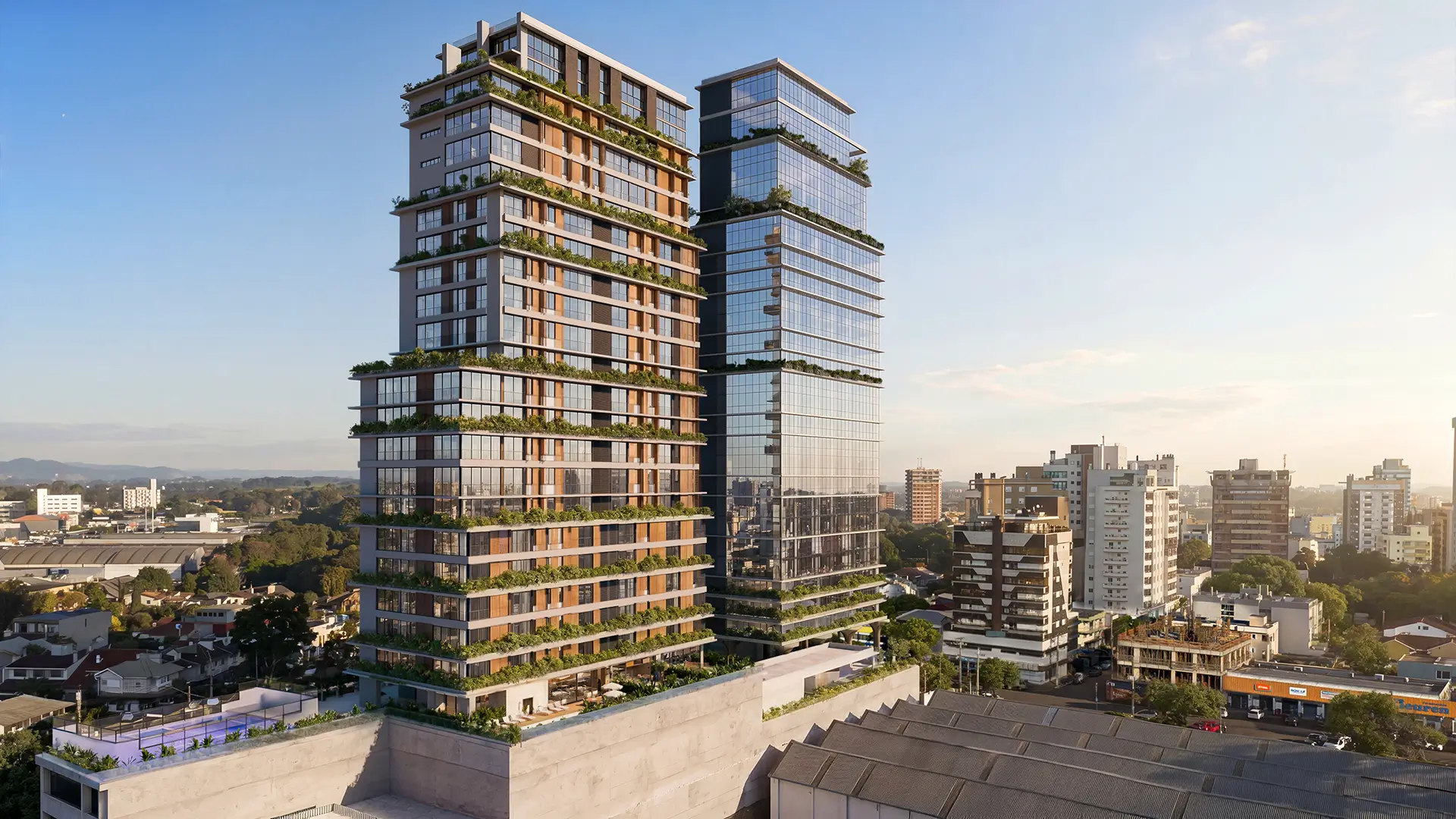 Diamond Infinity Towers, complexo de uso misto com torres residencial e comercial no bairro Americano, em Lajeado (RS).